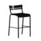 Emma and Oliver Rennes Armless Powder Coated Steel Stool with 2 Slat Back for Indoor-Outdoor Use